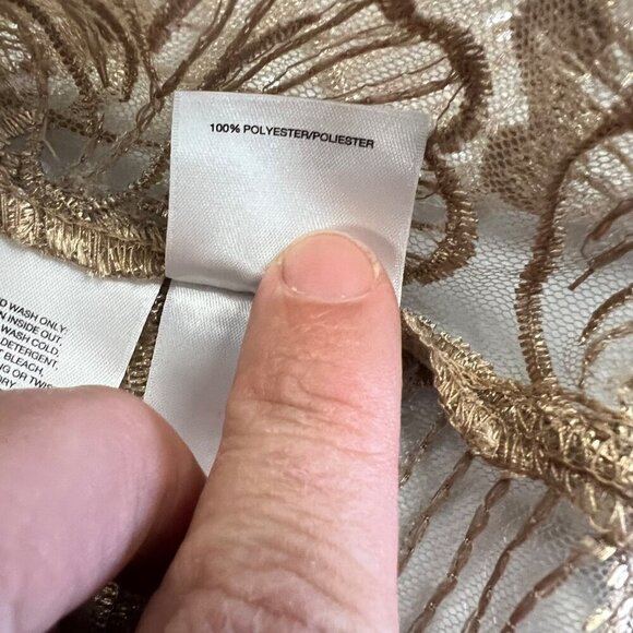 Anne Klein Women's Sheer Floral Sequined Open Front Top Latte Size S/M New - Picture 9 of 9